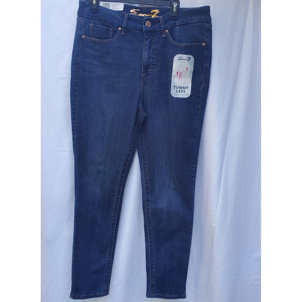 Seven7 Tummy Less High Rise Skinny Jeans Avalon Dark Wash Women 16 MY1975DE